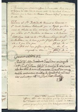 Carta de Juan Bautista Roch al intendente de Casacas, sobre un pleito planteado por él ante el Consejo contra Jacobo Erbervelt