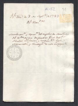 Real Orden de José de Gálvez al intendente de Caracas, Francisco de Saavedra, por la que se restituye en su puesto a José de Navarrete, que fue despojado injustamente de su empleo como ministro de la Real Hacienda de Coro por José de Abalos