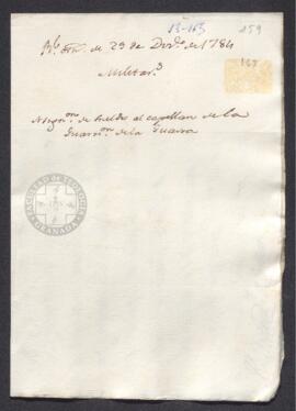 Real Orden de José de Gálvez al intendente de Caracas, Francisco de Saavedra, asignando un sueldo al capellán de la guarnición de La Guaira