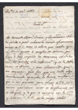 Carta de Antonio Columna a Francisco de Saavedra, advirtiendo del movimiento insurgente en México