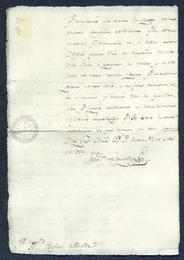 Oficio de Francisco de Saavedra a Rafael Alcalde para el arresto e incautación de bienes del capitán de volante, Vicente Rodríguez, por sospechas de actividades contrabandistas