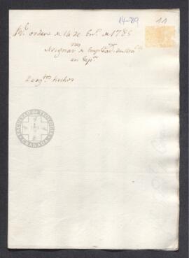 Real Orden de José de Gálvez al intendente de Caracas, Francisco de Saavedra, asignando a un familiar residente en España parte del sueldo de un funcionario
