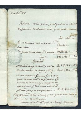 Informe de Domingo de Oternani sobre las presas hechas durante la expedición de Buenos Aires