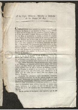Proclama de Francisco Chaperón al ejército en contra de las Cortes de Cádiz y la Constitución de 1812