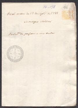 Real Orden de José de Gálvez al intendente de Caracas, Francisco de Saavedra, autorizando una pensión a la viuda de un militar