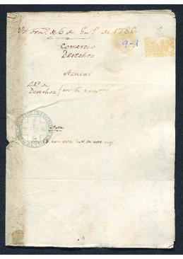 Real Orden de José de Gálvez al intendente de Caracas, Francisco Saavedra, rebajando los derechos del azúcar