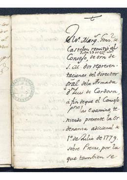 Notificación del marqués González de Castejón a los fieles del Consejo para la formación de un consejo de guerra que resuelva las dudas presentadas sobre el reparto de un botín marítimo