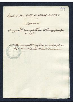 Real Orden de José de Gálvez al intendente de Caracas, Francisco Saavedra, sobre el descuento en el sueldo a un oficial de la Real Hacienda de Cumaná