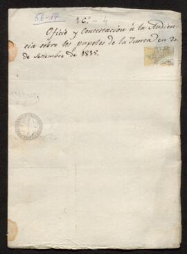 Oficio de Manuel de Ondarza a Francisco de Saavedra, solicitándole noticias sobre el paradero de los papeles actuados por la Junta de Sevilla (Sevilla, 7 de septiembre de 1815) y contestación de éste (Sevilla, 20 de septiembre de 1815)
