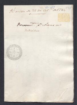 Real Orden de José de Gálvez al intendente de Caracas, Francisco de Saavedra, recomendando el ascenso de un empleado