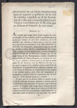 Artículos de la Real Ordenanza para el régimen y gobierno de la cría de caballos