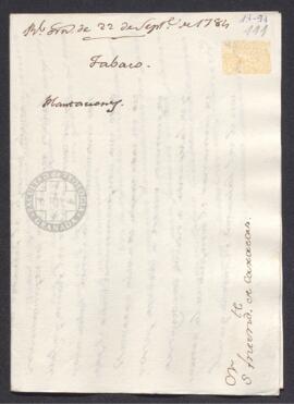 Real Orden de José de Gálvez al intendente de Caracas, Francisco de Saavedra, disponiendo el fomento del cultivo del tabaco curanegra en Guaruto