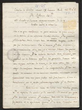 Extracto del Courier de Londres de 19 de enero de 1802, sobre el discurso pronunciado por Thomas Jefferson ante el Congreso de EE.UU