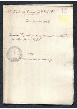 Real Orden de Antonio Valdés al intendente de Caracas, Francisco Saavedra, sobre el envío desde España de herramientas agrícolas con destino a la isla Trinidad