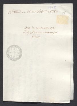 Real Orden de José de Gálvez al intendente de Caracas, Francisco Saavedra, felicitándole por su conducta con José de Ábalos