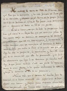 Carta del Principe dla Paz al Consulado de Cádiz en la que manifiesta su dasegrado por los altos intereses que éste exige a la Corona en caso de concederle un préstamo