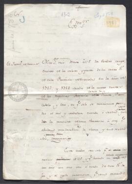 Oficio de intendente de Caracas, Francisco Saavedra, a José de Gálvez, notificando el envío de dos estados comprensivos de los valores y gastos de las cajas de la provincia de Venezuela