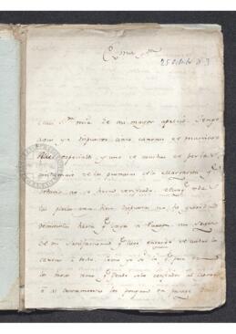 Carta de Francisco de Saavedra a una destinataria desconocida informándole de la remisión de un cargamento de perlas
