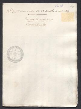 Real Orden de José de Gálvez al intendente de Caracas, Francisco de Saavedra, por la que se crea el resguardo marítimo en aquella provincia