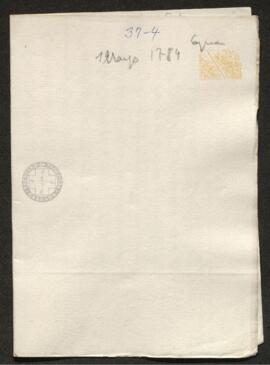 Copia Real Orden de José de Gálvez a Francisco de Saavedra, aprobando la venta de harinas de Filadelfia a primeros de mayo de 1784