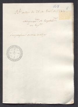Real Orden de José de Gálvez al intendente de Caracas, Francisco Saavedra, por la que S.M. queda enterado del fallecimiento de un oficial de tesorería