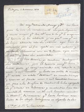 Carta del marqués de la Romana a Francisco de Saavedra dándole cuenta de la situación del Ejército