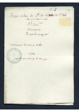Real Orden de José de Gálvez al intendente de Caracas, Francisco Saavedra, sobre el memorial presentado por Manuel Zorzano, administrador y tesorero de la Real Hacienda en la isla de Trinidad, para que se le sea librado título oficial
