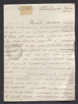 Carta de remitente desconocido (Ana) a una destinataria desconocidad (Carlota)