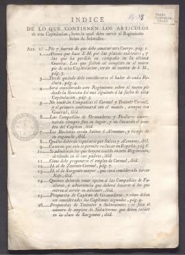 Capitulación bajo la cual el regimiento de infantería suizo de Schwaller continuará al servicio de S.M. Católica