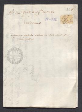 Real Orden de José de Gálvez al intendente de Caracas, Francisco de Saavedra, informando sobre la solicitud realizada por la viuda de un militar