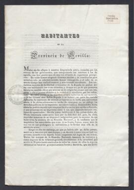 Pronunciamiento de la Guardia Nacional a los habitantes de la provincia de Sevilla por la que se adhiere a la promulgación de la Constitución