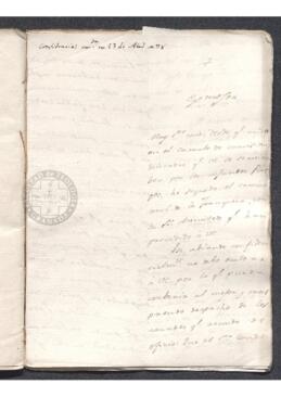 Oficio de Francisco de Zamora a Francisco de Saavedra , sobre la comisión que se le encargó para una vista política de España