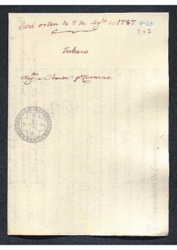 Real Orden de Antonio Valdés al intendente de Caracas, Francisco Saavedra, sobre el embarque de tabaco venezolano con destino a Holanda, vía Curaçao