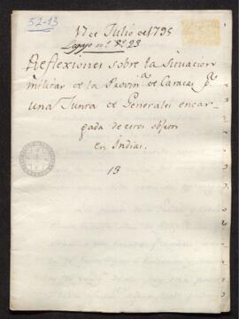 Informe de Francisco de Saavedra a Sabatini, sobre la situación militar de la provincia de Caracas