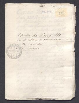 Copia de la carta que escribió Luis XIV de Francia para ser entregada a su sucesor