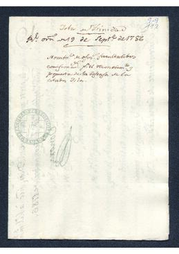 Real Orden de José de Gálvez al intendente de Caracas, Francisco Saavedra, con el nombramiento de oficiales facultativos para el reconocimiento y propuesta de defensa de la isla Trinidad