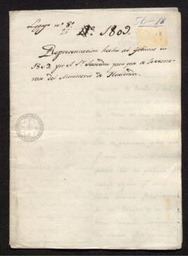 Representación de Francisco de Saavedra para que se le exonere del Ministerio de Hacienda.