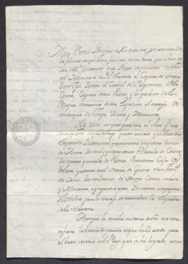 Oficio de remitente desconocido (firma ilegible) a Francisco de Saavedra, sobre el avituallamiento del Ejército