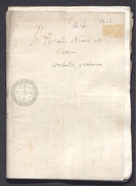 Cartas cruzadas para la devolución de 10.000 reales de vellón propiedad de Ricardo Núñez y que obraban en poder de Francisco de Saavedra