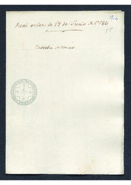 Real Orden de José de Gálvez al intendente de Caracas, Francisco Saavedra, por la que queda enterado el Rey de la imposibilidad de fletar cacao desde Venezuela a causa de la mala cosecha