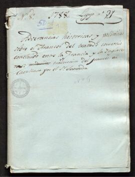 Advertencias históricas y políticas sobre el arancel del tratado de comercio concluido entre la Francia y la Inglaterra, traducido del inglés al francés por D.S.D.L. en 1788 y al castellano por Francisco de Saavedra