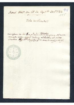 Real Orden de José de Gálvez al intendente de Caracas, Francisco Saavedra, concediendo una pensión a Pedro Romero Lobatón que fue cura de Puerto España
