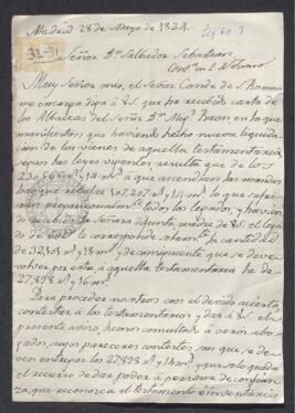 Carta de Manuel Martín a Salvador Sebastián, relativa a un testamento