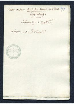 Real Orden de José de Gálvez al intendente de Caracas, Francisco Saavedra, relativa al memorial redactado por Agustín Canosa, controlador de los Reales Hospitales de Caracas, donde solicita que se le incorpore en el montepío de los dependientes de la Real Hacienda
