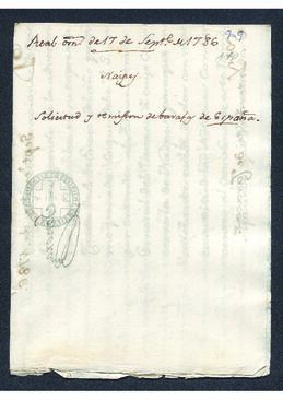 Real Orden de José de Gálvez al intendente de Caracas, Francisco Saavedra, informando de la remisión de baraja de naipes desde España