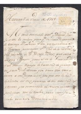 Carta particular de Ignacio Peñalver a Francisco de Saavedra, referente a una cantidad de dinero perteneciente a este último