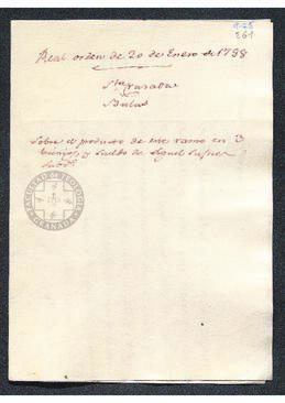 Real Orden de Antonio Valdés al intendente de Caracas, Francisco Saavedra, pidiendo un informe sobre la solicitud de una plaza de cirujano del Real Hospital de La Guaira