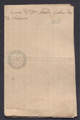 Cartas de Matilde Gálvez a Francisco de Saavedra, en la que aquella solicita que se le satisfaga la deuda contraida por la Real Hacienda con su padre