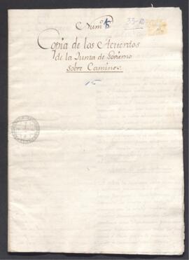 Extracto de las actas de la Junta Económica y de Gobierno del Real Consulado de La Habana sobre caminos en la isla de Cuba