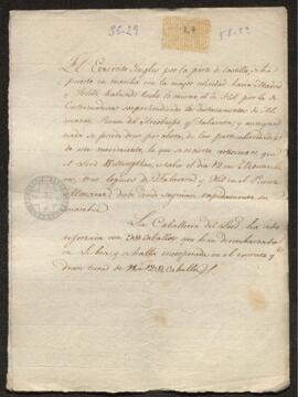Parte de guerra sobre los avances del ejército inglés dirigido por Wellington
